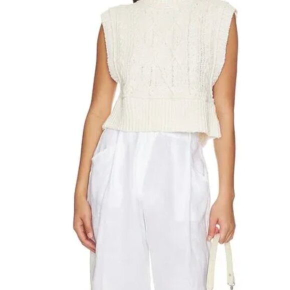 Brand New Free People Rowan Sweater Vest COTTON Cable Knit Relaxed Top - Picture 2 of 5